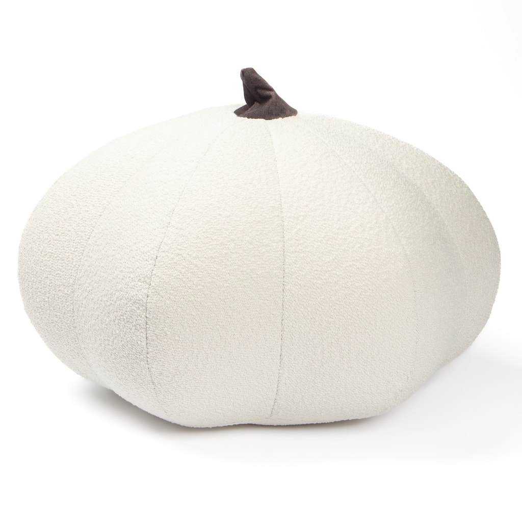 Textured Pumpkin Fall Harvest Pouf Ottoman - 24" - White