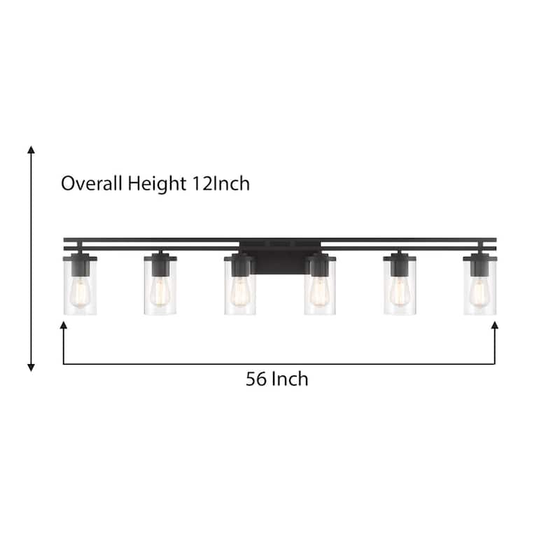 Acroma 6-light Farmhouse Black Dimmable Bathroom Vanity Light - 53''