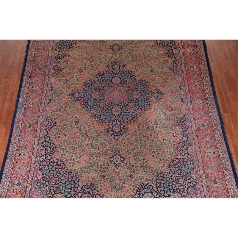 Hand Knotted Oriental 100% Wool Carpet Traditional Floral Brown Tabriz Area Rug - 13' 5'' X 9' 9''