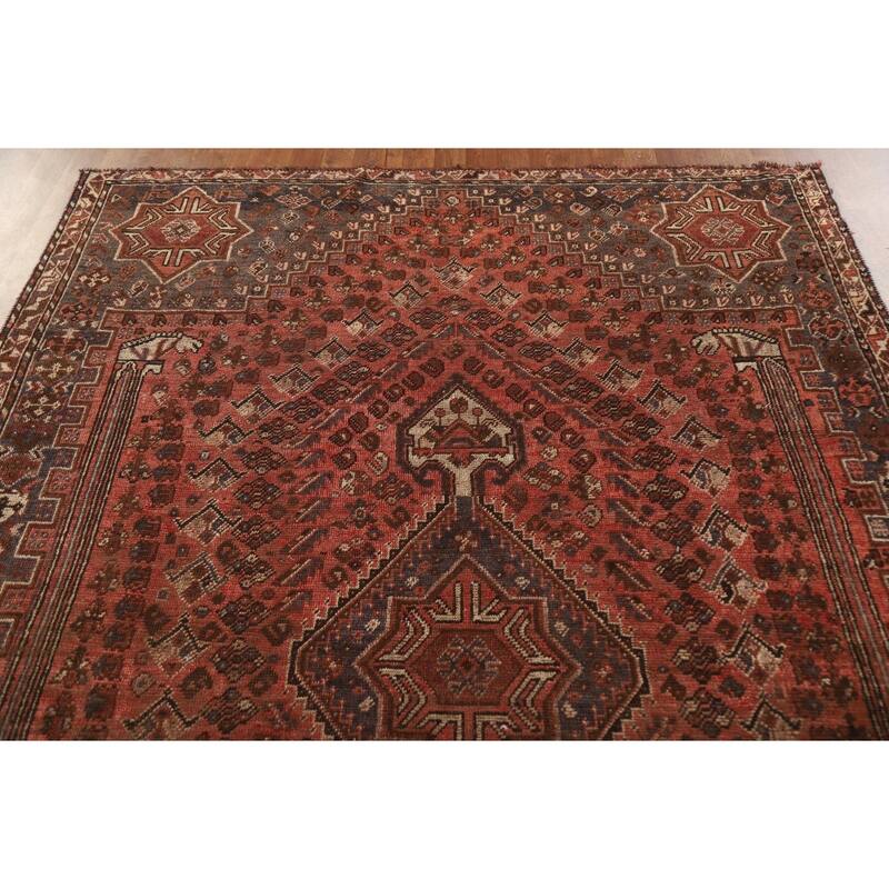 Traditional Qashqai Persian Antique Area Rug Handmade Wool Carpet 6'1