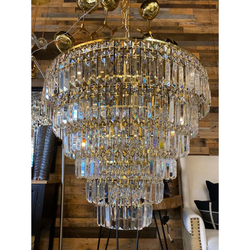 Round Chandelier 28" Wide Clear Crystal Flush mount