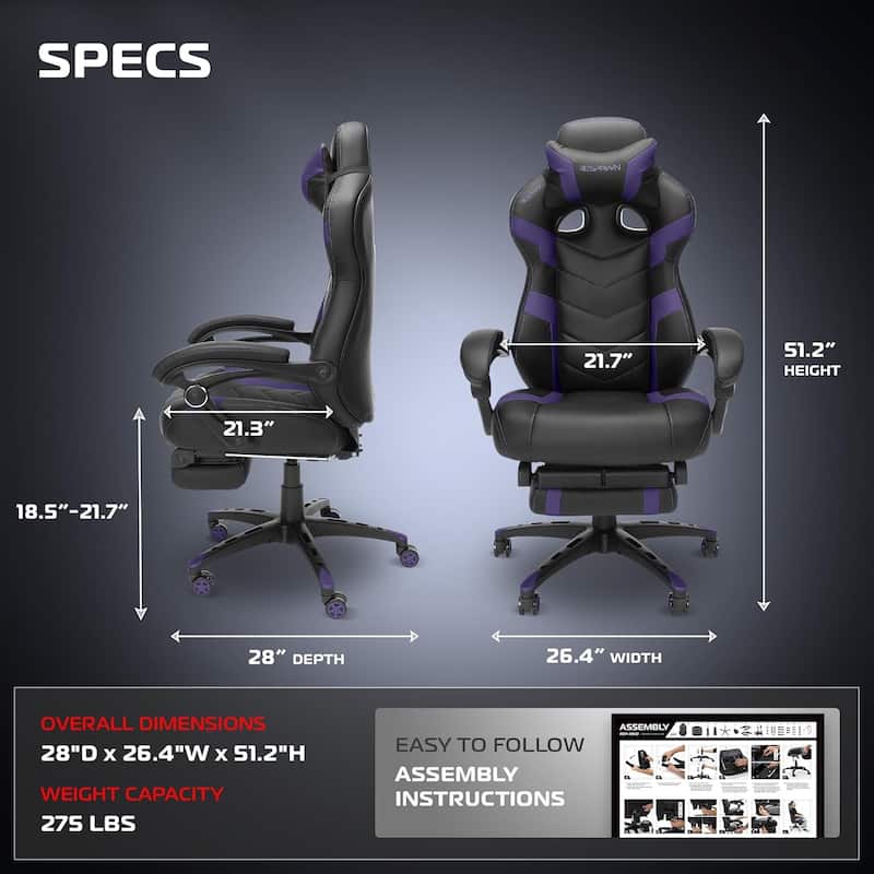 RESPAWN 110 Pro Gaming Chair - Gaming Chair with Footrest, Ergonomic Computer Desk Chair