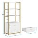 preview thumbnail 17 of 16, 4-Tier White Bookshelf with 2 Drawers, Etagere Standard Book Shelves Display Shelf for Home Office - 60”H x 23.6”L x 15.7”W