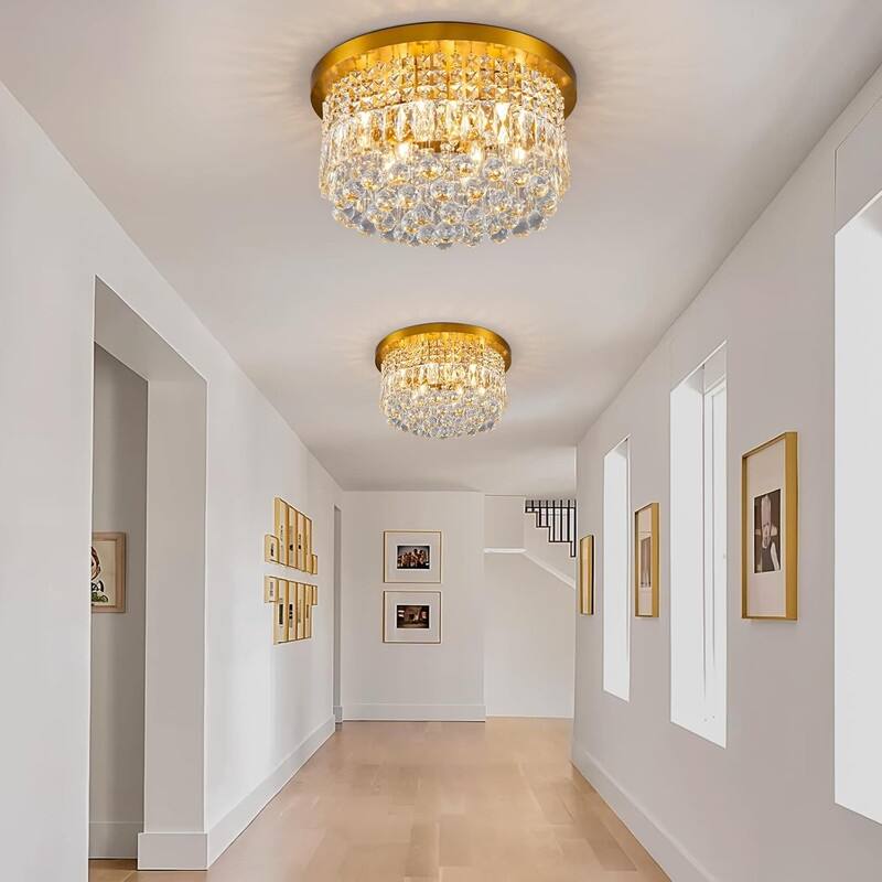 KAYLA 19-Lights High Ceiling Chandelier Modern Gold Crystal Chandeliers Large Foyer Chandelier Fixtures