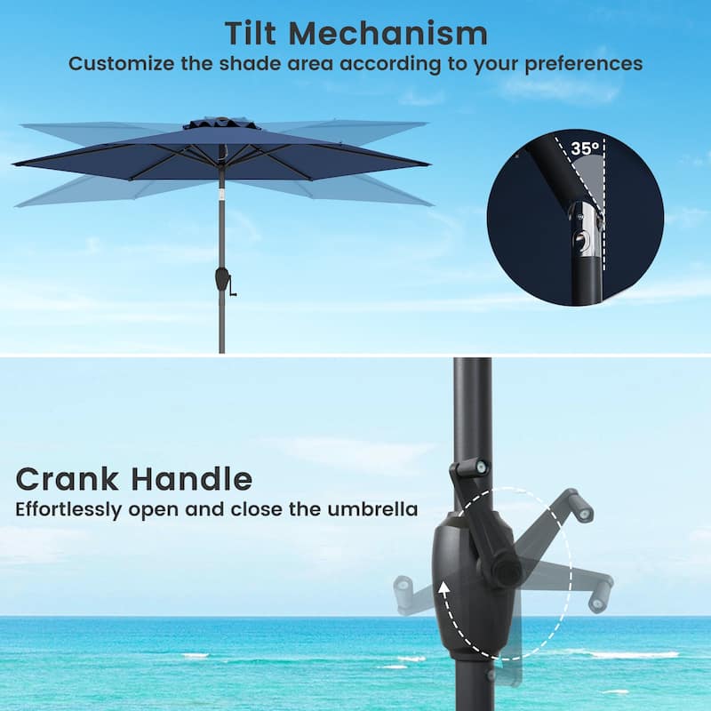 Polyester 7.5FT Patio Umbrella with Tilt, Crank and Vented Canopy