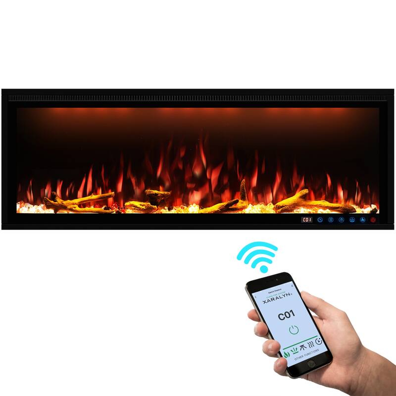 Smart 50” WiFi-Enabled Electric Fireplace, in-Wall Recessed