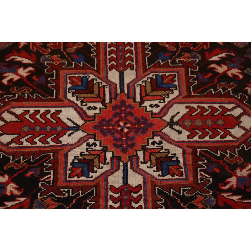 Hand Knotted Oriental 100% Wool Carpet Traditional Medallion Red Heriz Area Rug - 10' 10'' X 8' 1''