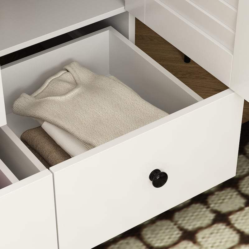Wardrobe Armoire Closet 59"W Large Freestanding Wardrobe Cabinet White