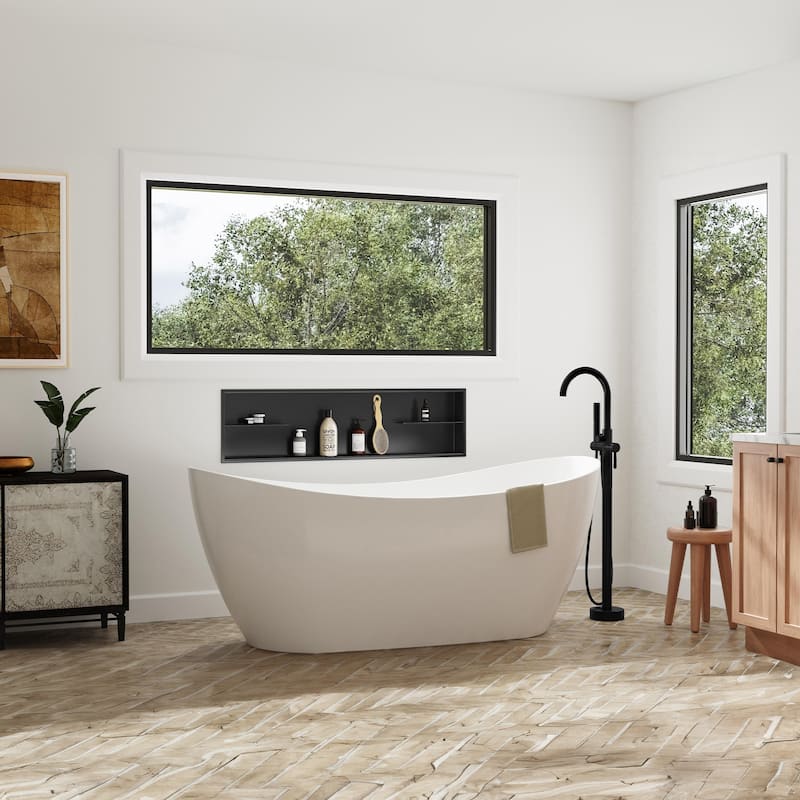 12-in x 48-in Ultra-thin Frame Recessed Stainless Steel Shower Niche with 2-Accessory Shelves Matte Black