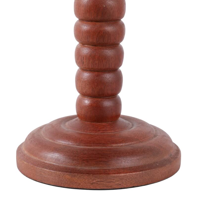 Wood Candle Holder Sculpted Round Base and Turned Detailing Accent