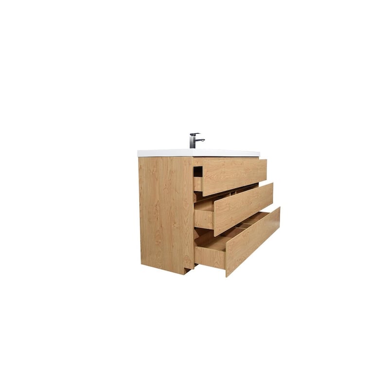 Angeles 60“ freestanding bath vanity with single basin reinforced acrylic top