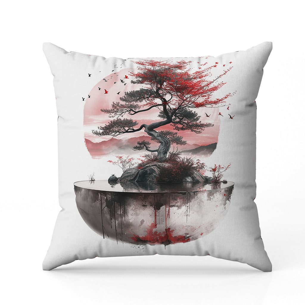 Blossom Bliss Bodhi Faux Suede Reversible Throw Pillow Pink and Red