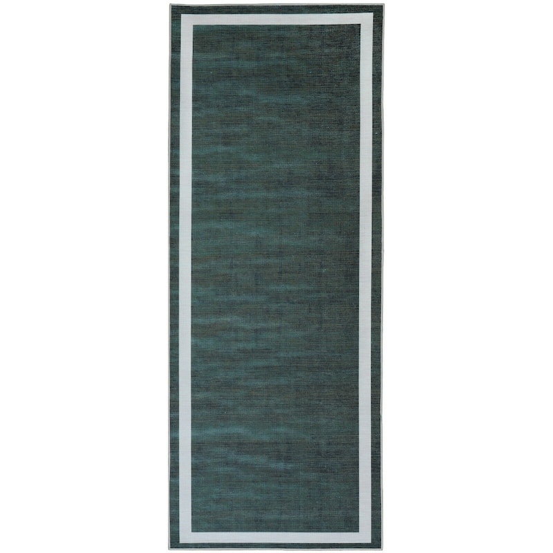 Machine Washable Area Rug With Non Slip Backing - Everest Geometric Modern Border Design