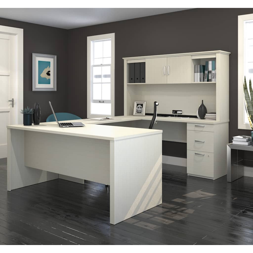 Logan U or L-Shaped Executive Office Desk with Hutch by Bestar