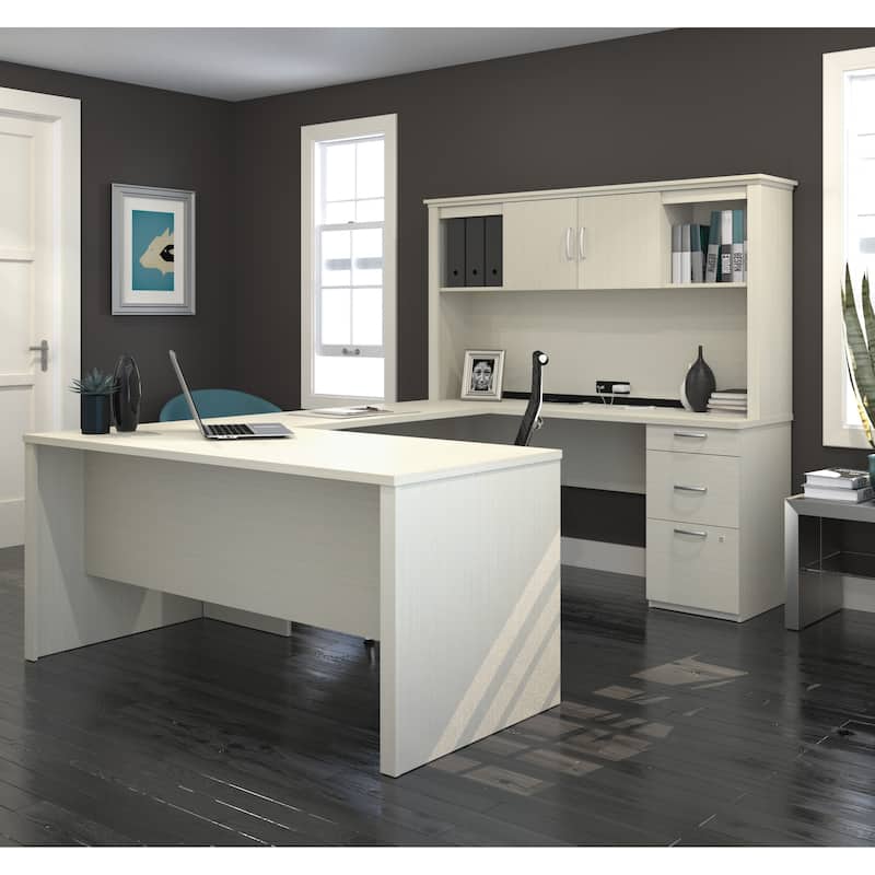 Logan U or L-Shaped Executive Office Desk with Hutch by Bestar