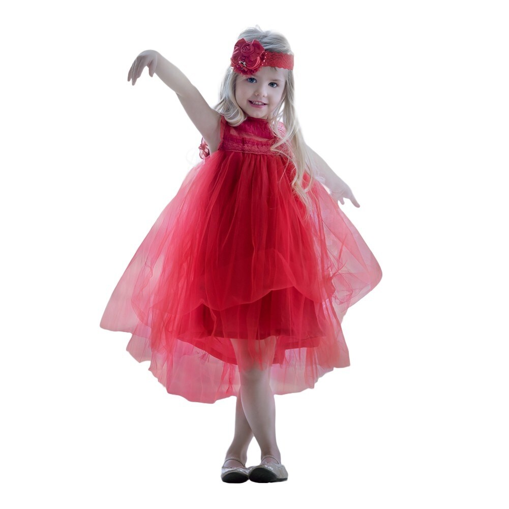 Think Pink Bows Little Girls Red Lace Ruffle Adrianna Flower Girl Dress 2 Overstock