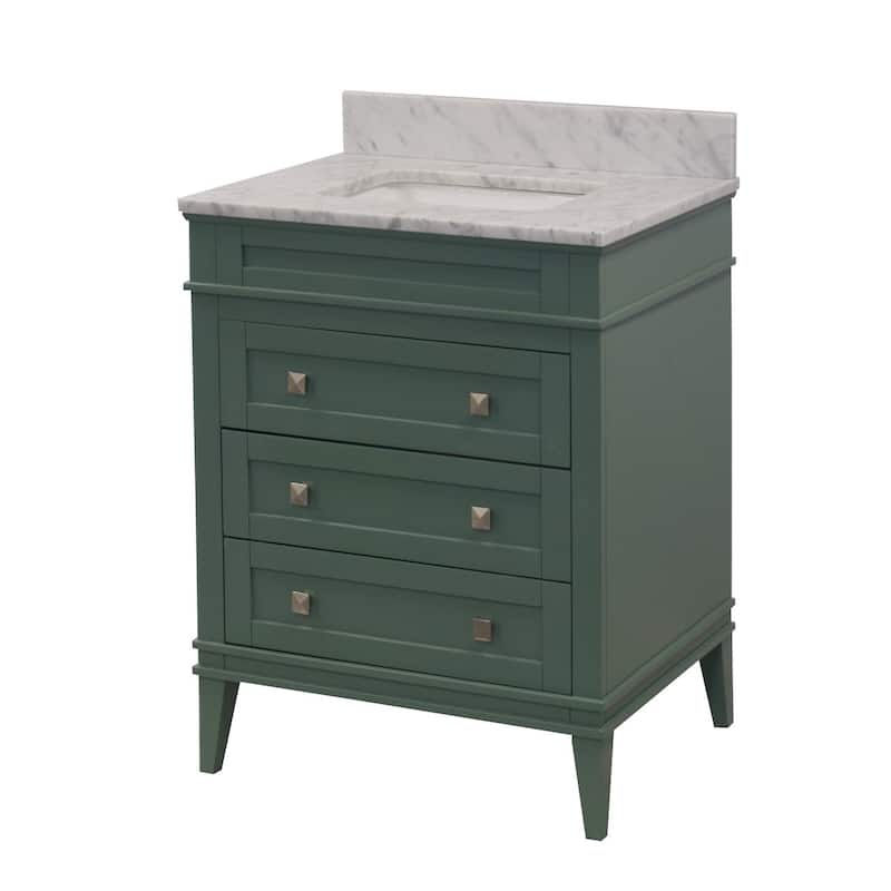 KitchenBathCollection Eleanor 30" Bathroom Vanity with Carrara Marble Top