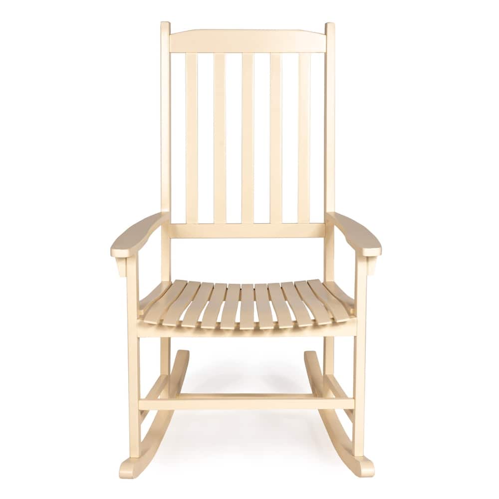 Parker Farmhouse Classic Slat-Back 350-LBS Support Acacia Wood Outdoor Rocking Chair, by JONATHAN Y