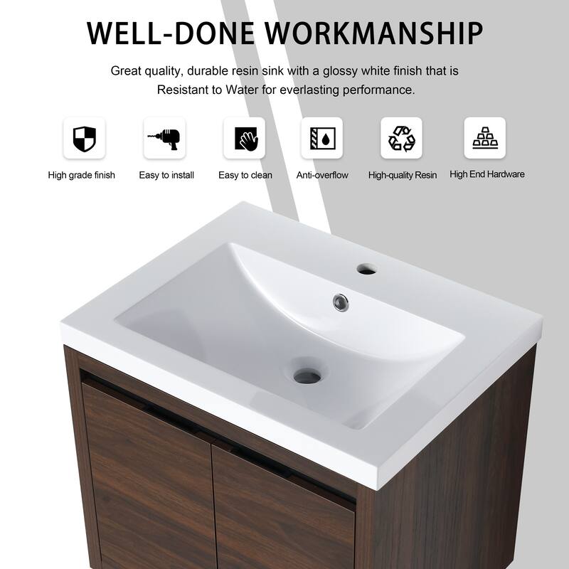 Beingnext 24"/30"/48" Bathroom Vanity with Sink, Floating Bathroom Vanity With Soft Close Door