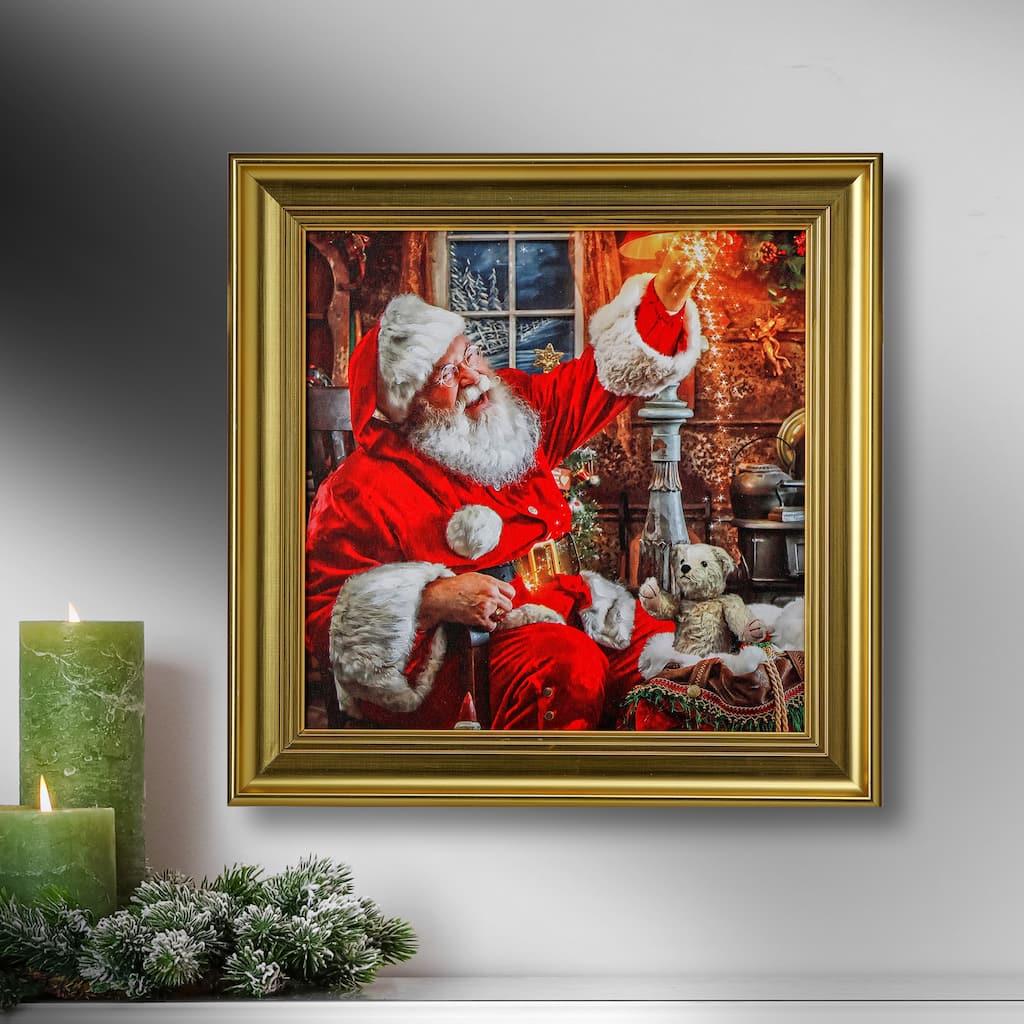 16"X16"Framed Santa Xmas Eve Painting - 16" x 16"
