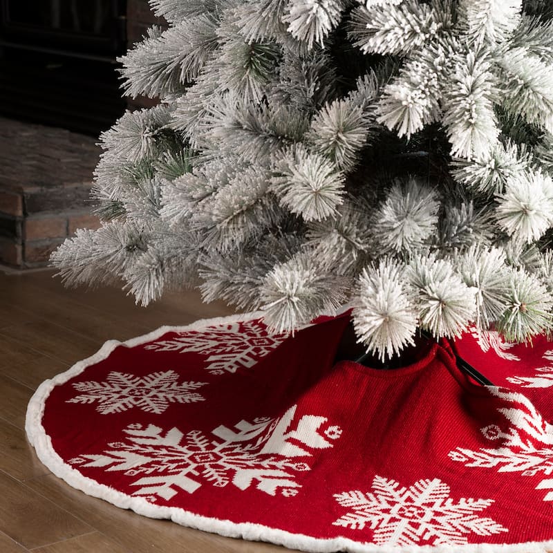 Glitzhome 48"D or 52"D Knitted Acrylic Christmas Tree Skirt