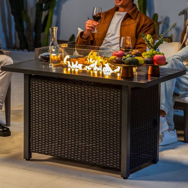 Werph 25"H Gas Fire Pits Table for Patio,Fire Pit Table for Outside,Black