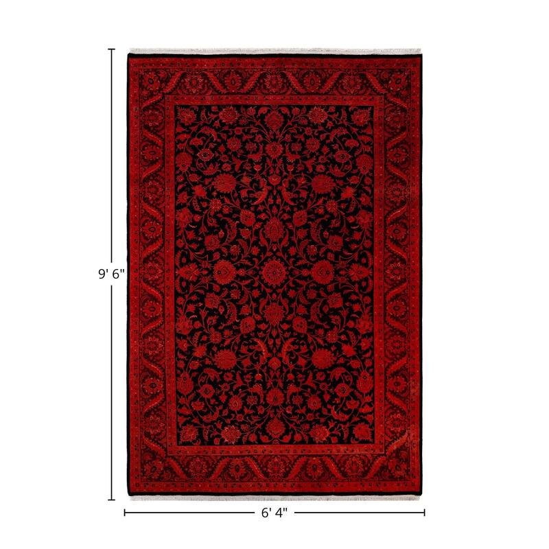 Overton Hand Knotted Wool Vintage Inspired Modern Contemporary Overdyed Orange Area Rug - 6' 4" x 9' 6"