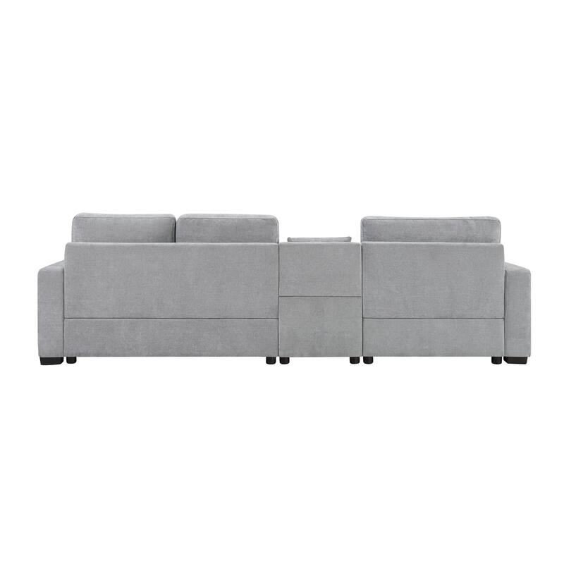 Roomfitters Modern Modular Sofa Couch with Storage Armrest and Center Console, 111 Inch