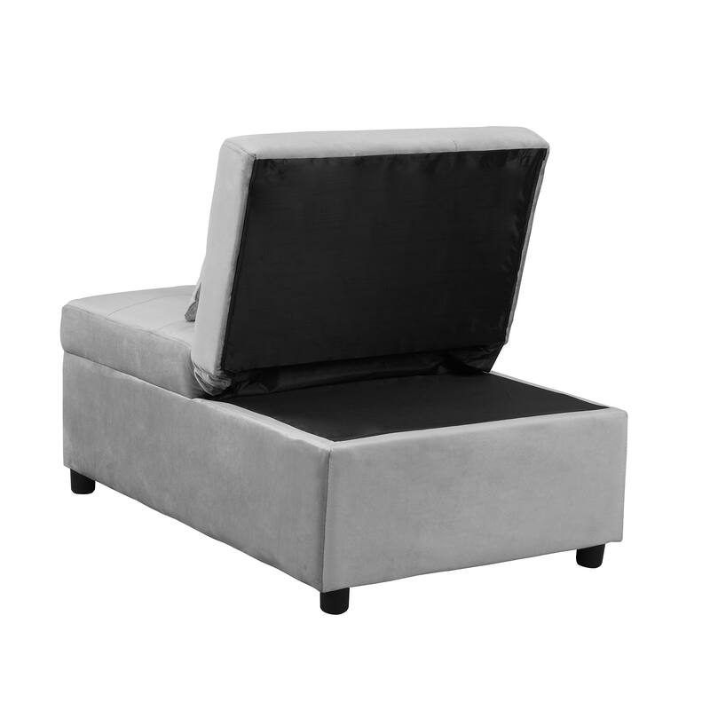 39.8" Single Folding Ottoman Sofa Bed with Adjustable Back and Pillows for Living Room
