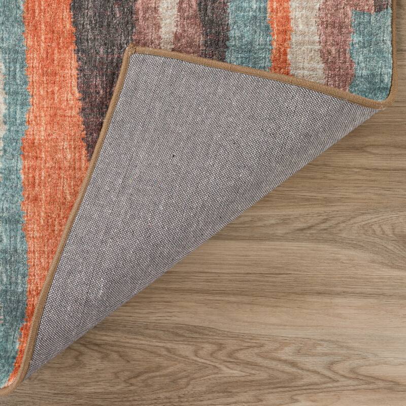 Indoor/ Outdoor Addison Bravado Abstract Striped Washable Area Rug