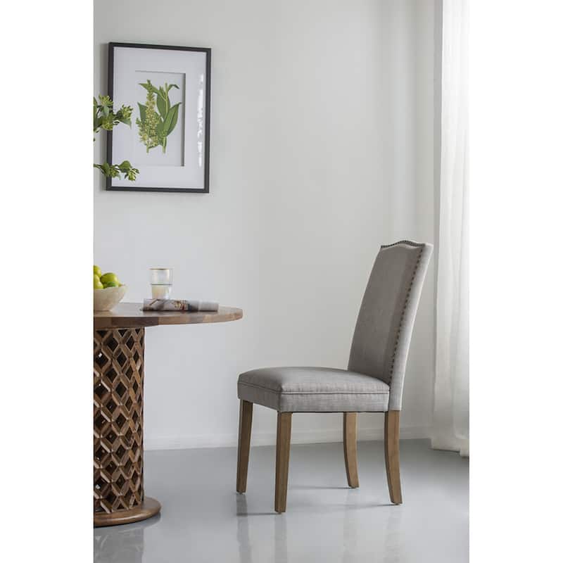 Arched Back With Nail Head Wooden Dining Chairs 39.5" Gray Brown 2Ct