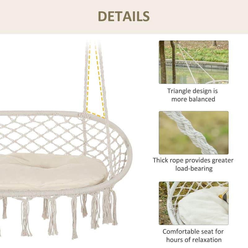 29.5 in. W 2-Seat Steel Porch Swing with Cushions in White