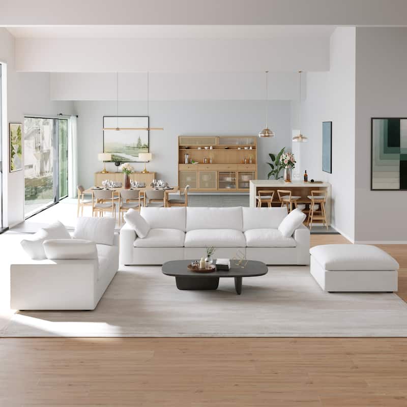 3PCS Living Room Sofa Set,Modern Living Room Sofa with Storage Ottoman