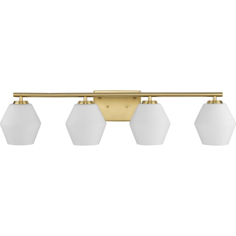 Copeland Collection Four-Light Brushed Gold Mid-Century Modern Vanity Light - 33 in x 7 in x 7.5 in - 33 in x 7 in x 7.5 in