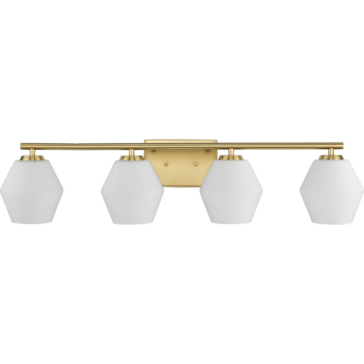 Progress Lighting Copeland Collection Four-Light Brushed Gold Mid-Century Modern Vanity Light - 33 in x 7 in x 7.5 in