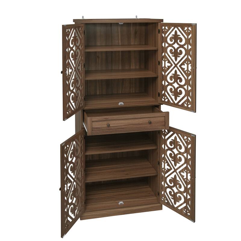 GDFStudio - Modern Wooden Storage Cabinet with Adjustable Shelves and Drawer