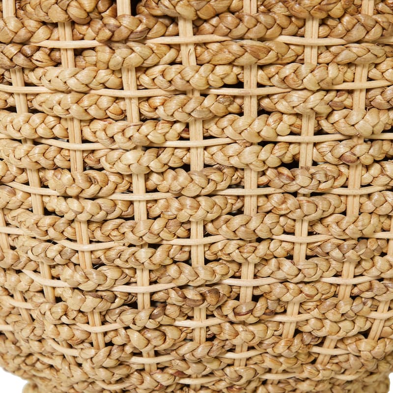 Seagrass Handmade Woven Accent Table with Glass Top - Brown - Roche River Decor - 20"W, 24"H