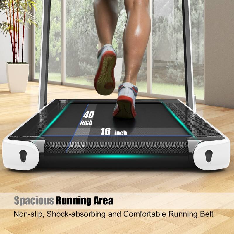 Gymax 2 in 1 Folding Treadmill 2.25HP Running Machine w/ Dual Display - 49'' x 27'' x 42''