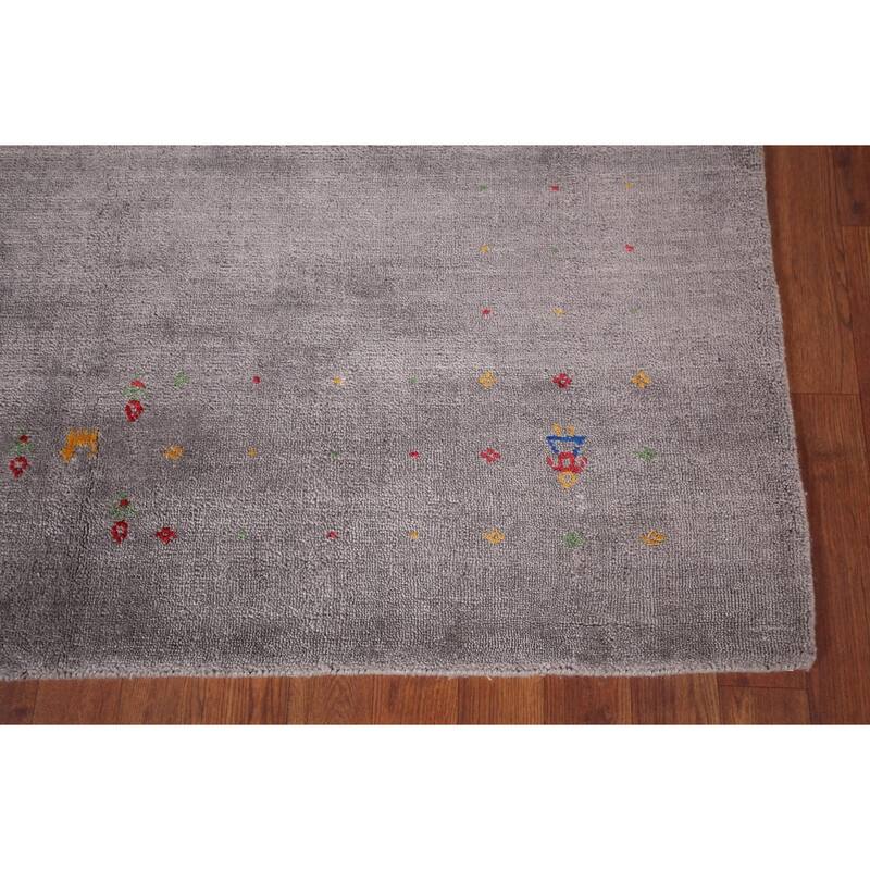 Gabbeh Indian Area Rug Hand-Knotted Tribal Wool Carpet - 5'3"x 7'9"