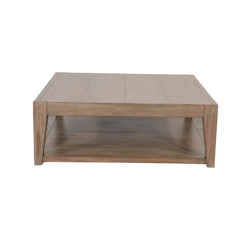 Yael Coffee Table with Caster Wheels, 48 Inch Light Brown Mahogany