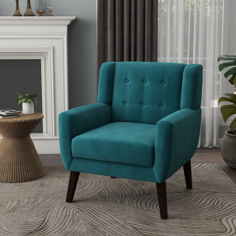 Velvet Upholstered Armchair Tufted Accent Chair