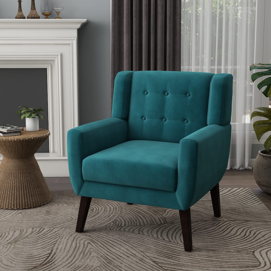 Velvet Upholstered Armchair Tufted Accent Chair