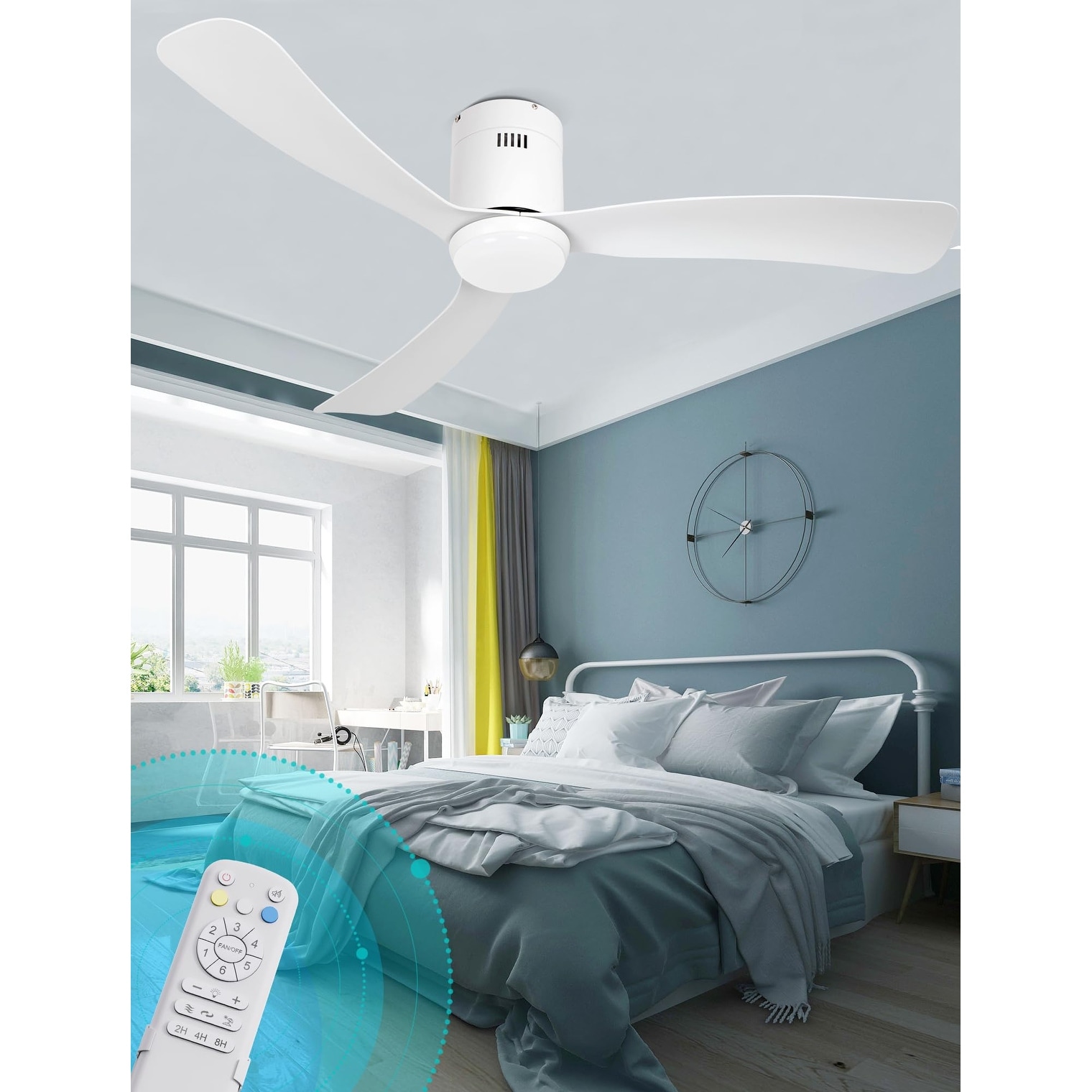 Flush Mount Ceiling Fan with Lights,52