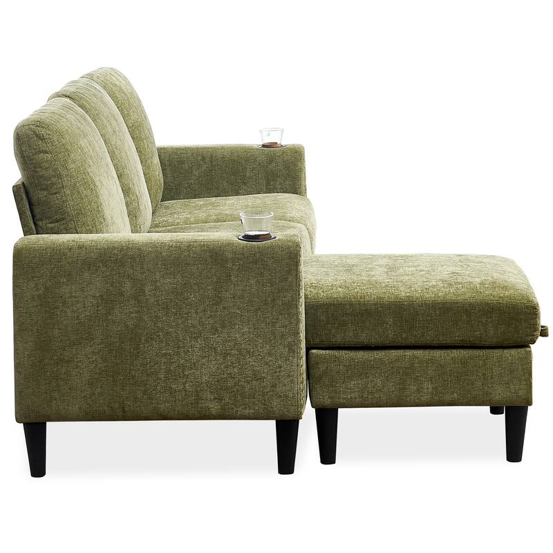 Modern Design Chenille 3 Seat L-Shape Sectional Sofa with Storage Chaise for Apartment, Studio, Office,Living Room,L shape