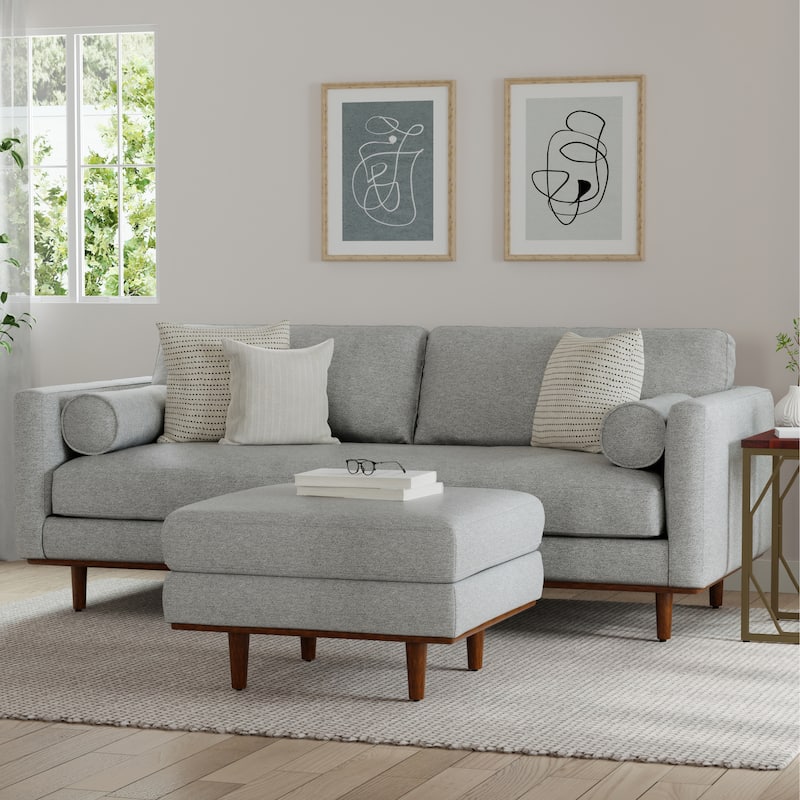WYNDENHALL Brixley 89 inch Wide Mid-Century Modern Sofa - 88.8" W x 38.25" D x 34" H  - Mist Grey