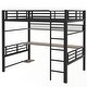 preview thumbnail 10 of 10, Metal Loft Bed Frame with Storage Shelf and LED Light,Iron mesh