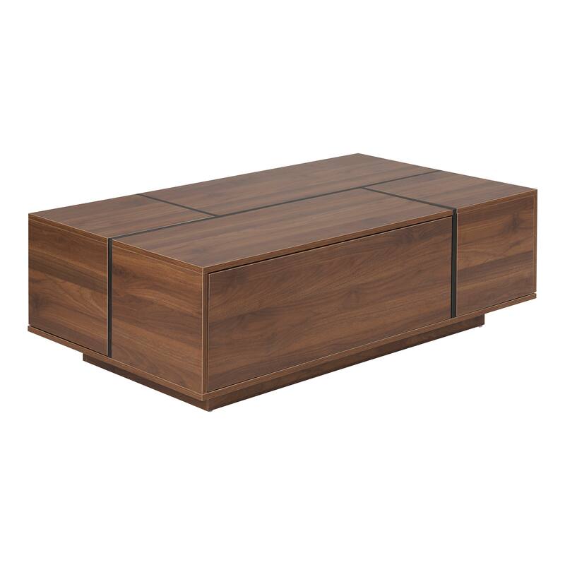 47.2" MDF Coffee Table with Sliding Top and Hidden Storage for Living Room