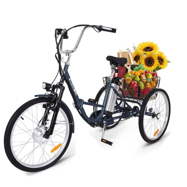250W 36V Adults Folding Electric Tricycle Trike with Basket 15.5