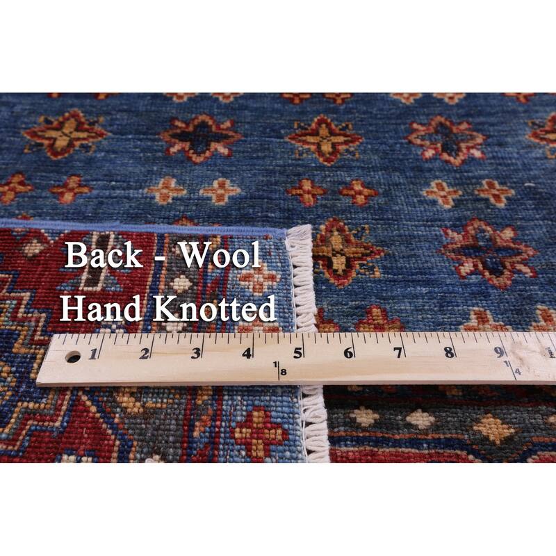 Golden Nile Blue Khorjin Persian Gabbeh Hand Knotted Wool Rug - 2' 9" X 4' 0"