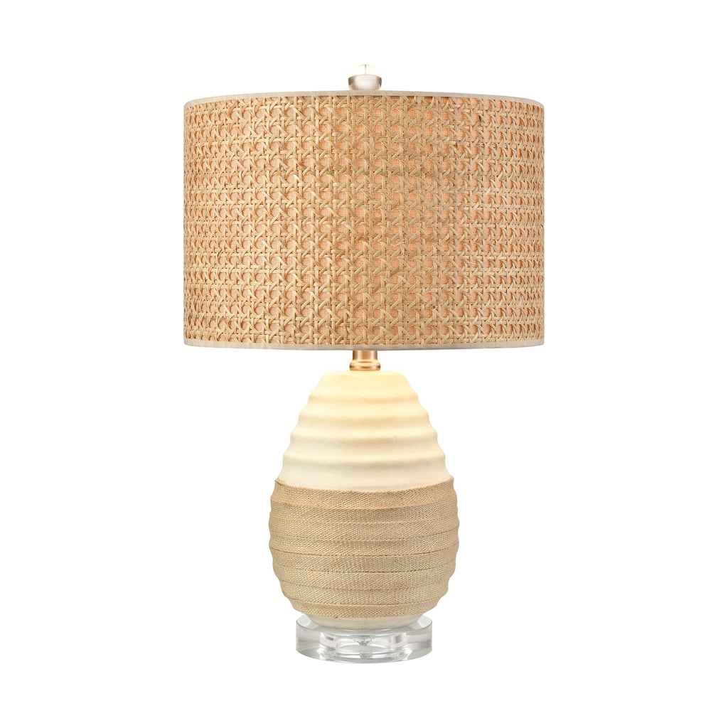 Elk Home Hobart White With Sand Linen Shade Table Lamp